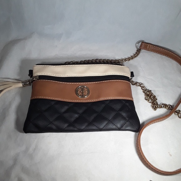 Tree Of Life Style Purse Black Brown Tan Small Mini Bag Wallet Gold Chain Straps - Picture 1 of 11